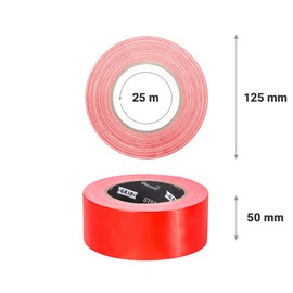 GRIP Eventbasics Fabric Tape, Red, 50 mm x 25 m, Coloured Gaffa Tape GT 571, Very High Adhesion, Professional Fabric Tape for Marking, Crafts, Attaching, Repairing and much more. Indoor and Outdoor