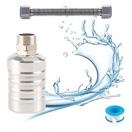 3/4 Inch Float Valve for Water Tank Pool, 304 Stainless Steel Automatic Float Valve, Water Level Control Valve, Level Is Maintained Constant, With Sealing Tape & Corrugated Pipe (Water Intake)