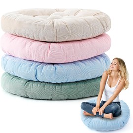 Jerify 4 Pcs Floor Pillows Cushions 22 x 22 Inch Round Square Large Meditation Floor Pillow for Adults Meditation Cushion for Seating Gift Christmas (Light Colors,Round)