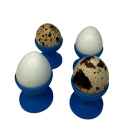 Undique Mini Egg Cup Set, Quail Egg Holders, Set of 4, (Blue)