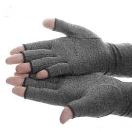 Compression Arthritis Gloves Active Gloves Hand Therapy Fingerless Gloves for Men Women Grey Increase Circulation Reducing Pain (L)