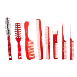 PRO TIP HAIRDRESSING SALON EQUIPMENT TOOL ROLL 6 COMBS & 2 BRUSHES SET