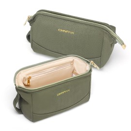 Omnpak Small Makeup Bag,Cosmetic Bag，Life Makeup Bags for Women Corduroy Cosmetic Bag Organiser with Handle,Green