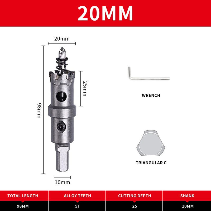 LAIWEI Hole Saw 20 mm, Steel Drill, Hole Cutter Metal,