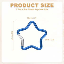 PATIKIL Star Shape Snap Hook, 2 Pack Aluminum Alloy Star-Shaped Keychain Clip Spring Key Holder for Camping Fishing Hiking Traveling, Dark Blue