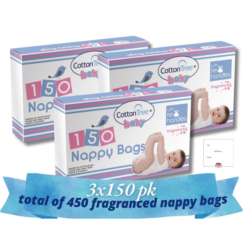Cotton Tree Nappy Bags Scented 150pk x 3 | Total