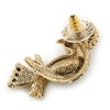 Exotic Multicoloured Crystal Bird Stud Earrings In Antique Gold Plating