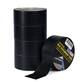 ADHES Corrosion Protection Pipe Tape, PVC Weatherproof Wrap Duct Tape for Drain Pipe, Metal & Electrical Piping, Outdoor, Underground Pipe, 2 Inch X 36 Yds, Black，5Rolls