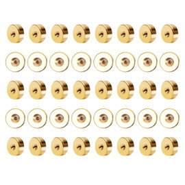 LOGJAM 40 Pcs Stainless Steel Flat Backs for Earrings, 2mm Gold Screw on Flat Earring Backs for Studs Replacement (0.8mm)