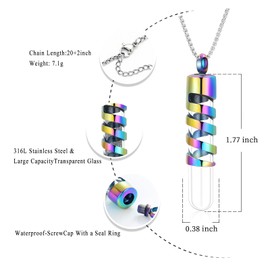 Oinsi Clear Glass Tube Cremation Urn Jewelry Ashes Holder Necklace Keepsake Memorial Pendant Including Box/Fill Kits