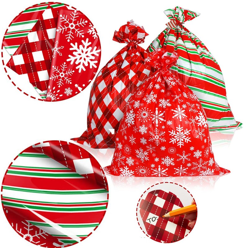 DERAYEE Christmas Wrapping Bag, Plastic Bag, Extra Large, 44.1 x