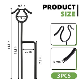 U0U 3 Pack Garden Hose Guide Spike,14Inch Metal Hose Guides for Garden,Heavy Duty Hose Guide Stakes for Keeps Garden Hose Out of Flower Beds and Plant Protection (3, Black)