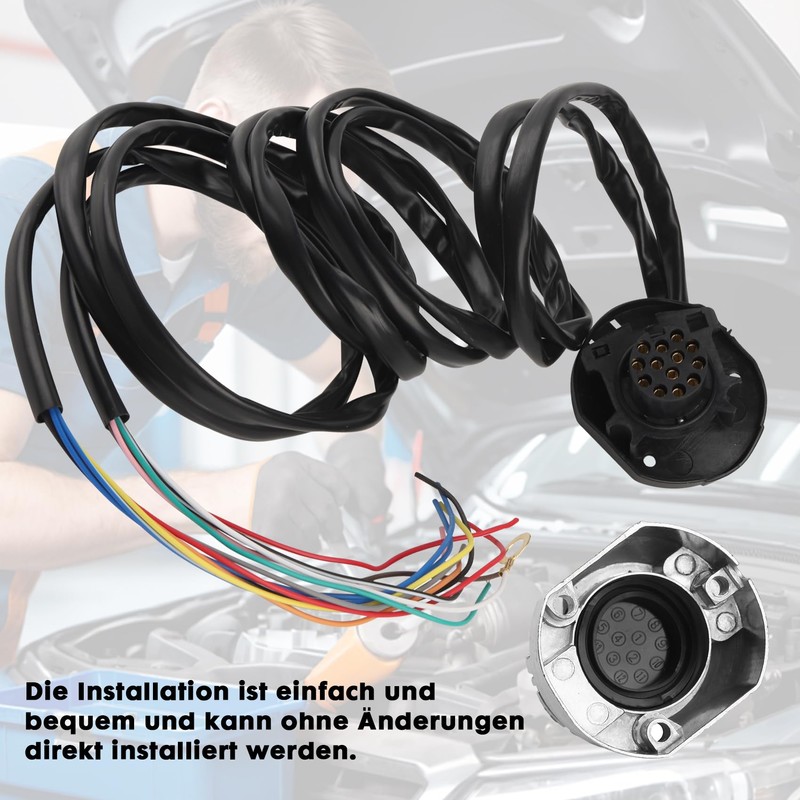 liangren 13-Pin Trailer Socket with 2 m Cable, Waterproof Towing