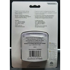 PRIME 7-Day Digital Timer Indoor Energy Saving 1 outlet No. 0608803 15A 125VAC