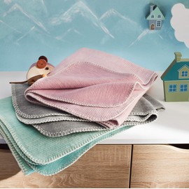 IBENA Reversible Organic Cotton Jacquard Woven Low Pile Velour Lap/ Children's Blanket Lausanne - Peony Pink