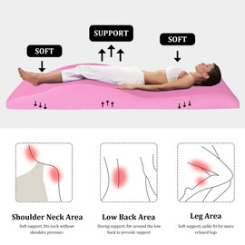 HOMBYS Ergonomic Curvy Foam Massage Bed Mattress Topper, Massage Table Mattress Topper with Removable Velvet Cover, Non-Slip Lash Bed Cushion Only for Beauty Salon(Bed Not Included),Pink,70" x 28"