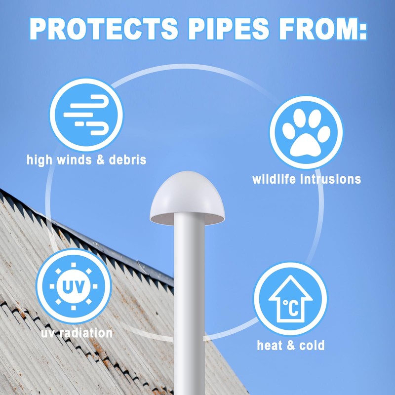 Wonderjune 2pack PVC Furnace Flue Pipe Vent Cap for 1.5"