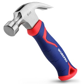 WORKPRO 8 oz Claw Hammer with Fiberglass Handle, All Purpose Hammer with Forged Hardened Steel Head
