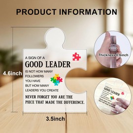 Leader Gifts for Women Men Boss, Leadership Gifts for Leaders Boss Supervisor Manager Retirement Farewell Promotion Christmas Birthday, Good Leader Acrylic Plaque Sign Office Decor