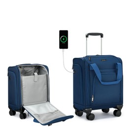 MILADA Carry On Luggage Airline Approved 16 Inch Underseat Small Suitcases with Wheels Softside Travel Luggage Carry On Mini Suitcase for Men Women Short Business and Travel, Blue