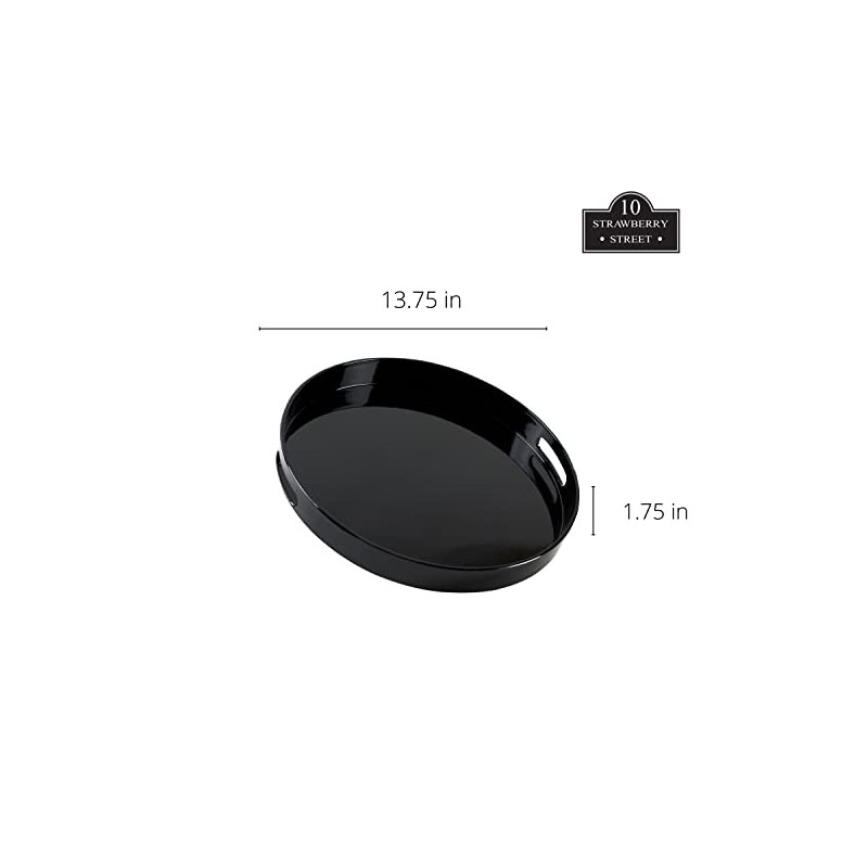 10 Strawberry Street 13.5" Lacquer Round Serving Tray with handles,