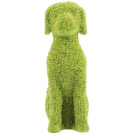 GANAZONO Dog Topiary Figurines Outdoor Ornament Dog Garden Statue Faux Green Covered Stones Faux Moss Animals Flocking Animal Green Decorations Landscape Flocked Decor Statuette Puppy Resin