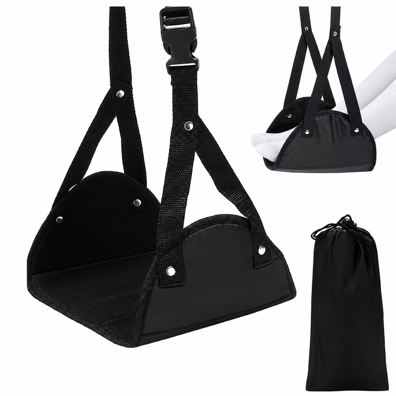 Adjustable Airplane Footrest for Travel – Lightweight Hanging Foot Hammock