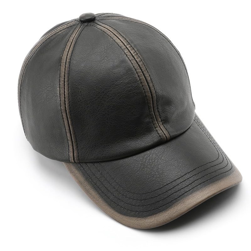 Gorra de béisbol de piel sintético clásico lavada, unisex, color