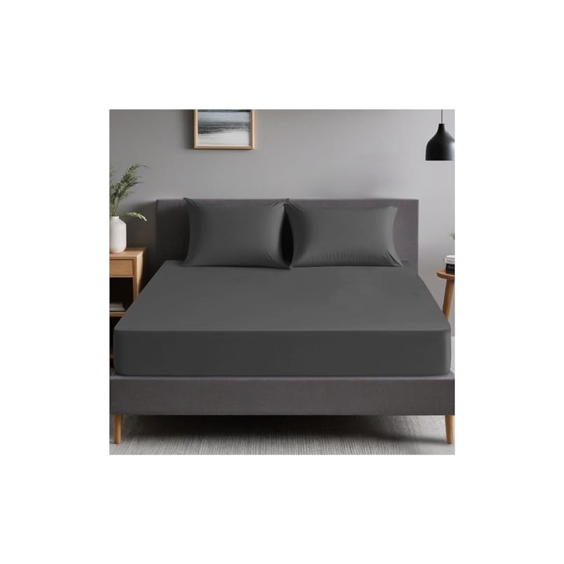 Plain Dyed Bedding Fitted Bedsheets, Soft & Comfy Double Bed
