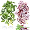 QUOZUO 2 Pack Reptile Plants for Terrarium, Artificial Leaves Habitat