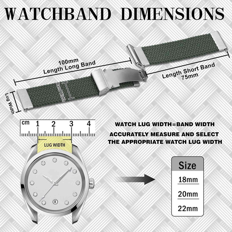 Anbeer Braided Nylon Watch Band, 0.7 inch (18 mm), 0.8
