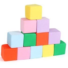 FUBOTRAD Foam Pit Blocks with Cover Foam Padding Sponge Pit Cubes Sponge Blocks for Amusement Park Gymnastics Freerunning and Parkour Courses - 12PCS 5"x5"x5" (Yellow/Green/Blue/Pink/Purple/Orange)