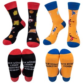 Chalier Cozy 2 Pairs Funny Socks Gifts for Men Non-Slip Novelty Socks Men's Birthday Christmas Gifts Socks, D-Black and Yellow
