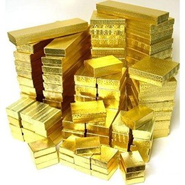 FindingKing 500 Jewelry Display Gold Cotton Gift Storage Boxes