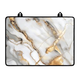 Garucesta Kitchen Stove Cover for Electric Stove Heat-Resistant Induction Stove Top Protector Non-Slip Glass Cooktop Cover with Hanging Loop Countertop Mat 29.18 x 20.96 inches, Marble White Gold Gray