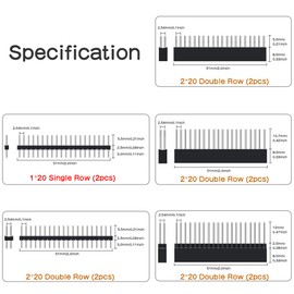 Geekworm 2x20 40 Pin Stacking Female Header Kit for Raspberry Pi 5/4B/3B+/3B/2B/B+/A+/Zero W/Zero 2 W(5 Specifications 10Pcs), Raspberry Pi GPIO Stacking Header/Extender, Raspberry Pi Pico Header Pack