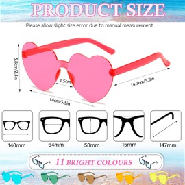 Herzbrille 11 Stück Farben Herz Sonnenbrille Partybrille Hippie Brille Lustige Brillen Party Damen Für Erwachsene Jungen und Mädchen Für Fasching Geburtstagsfeier Kleid ZubehöR Foto Requisiten