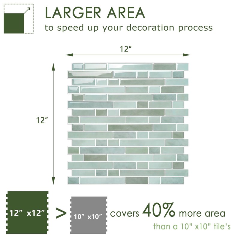 STICKGOO Peel and Stick Backsplash - 10 Sheets of 12”×12”