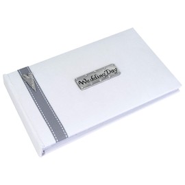 Metal Planet Ltd Wedding Day Pocket Sized Photo Album Gift - White/Grey Stitching
