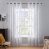 Miulee Sheer Voile Floral Embroidery Curtains With Eyelets, Transparent
