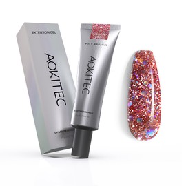 Aokitec 60ml Poly Extension Nail Gel Quick Building UV Nail Extension Gel Nail Enhancement Manicure Salon and DIY Nail Art Decoration for Beginners,Professionals and Nail Art Lovers(Diamond Red)