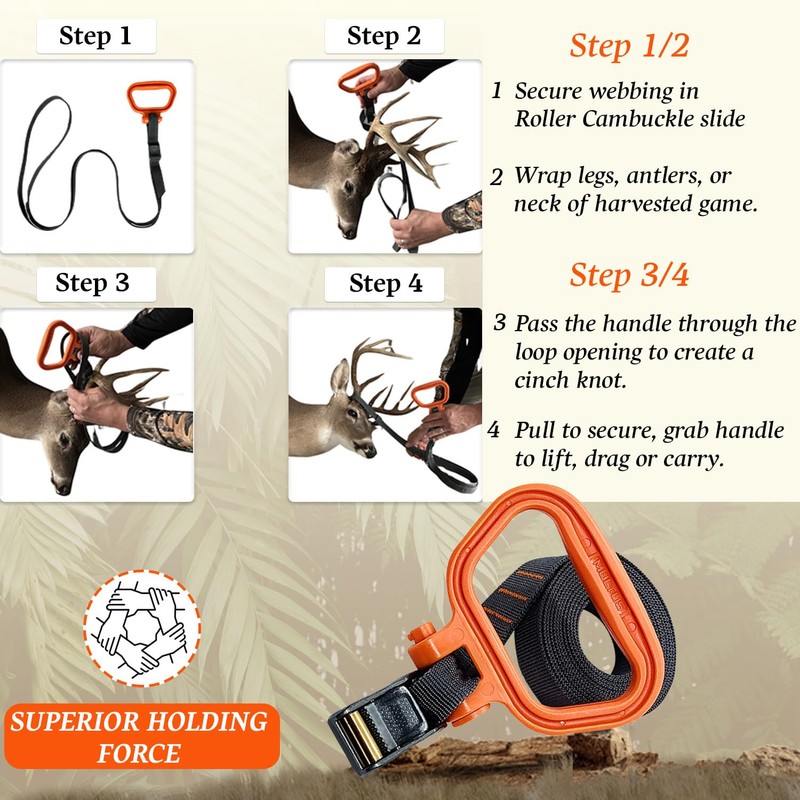 MULTUS Sportsman Deer Drag & Tie Down Strap – 2-in-1
