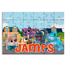 puppy Pal Puzzle with Name Kids Jigsaw Gift Son Daughter Birthday | 30pcs 7.5x9.5in