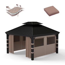 Birodeko 10x12 Gazebo Sidewall Curtains, 4-Panel Waterproof Mesh Window