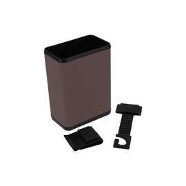 INFINAUTO Car Trash Can Front Rear Seats 3.9" Length 2.4" Width 5.5" Height Auto Trash Bin Faux Leather ABS Dark Brown Hanging