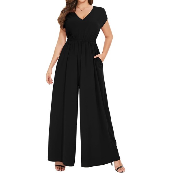 Coloody Women's Long Jumpsuit Elegant Summer Sleeveless Crew Neck Jumpsuit