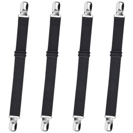 Sopito Bed Sheet Suspenders, 4PCS Adjustable Bed Sheet Holder Straps Sheet Fasteners Heavy Duty Bed Sheet Grippers for Mattresses Fitted Sheets Flat Sheets, Black