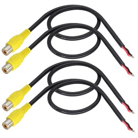 HCFeng RCA Female to Speaker Cable,RCA Female to Bare Audio Cable RCA Female Plug Jack Adapter Connector to 2pin Bare Cable Open End Audio Cable for Amplifier Audio Receiver Speakers [0.3m/4pack]