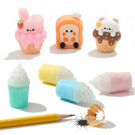 7PCS Cute Pencil Sharpeners, Pencil Sharpener Manual, Handheld Pencil Sharpeners for Colored Pencils, Creative Cartoon Pencil Sharpener Kawaii Stationary Gifts Home Office Supplies