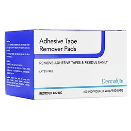 DermaRite Adhesive Tape Remover Pads - Remove Bandage and Patch Residue from Skin, Great for Ostomy Devices, 100 Pads